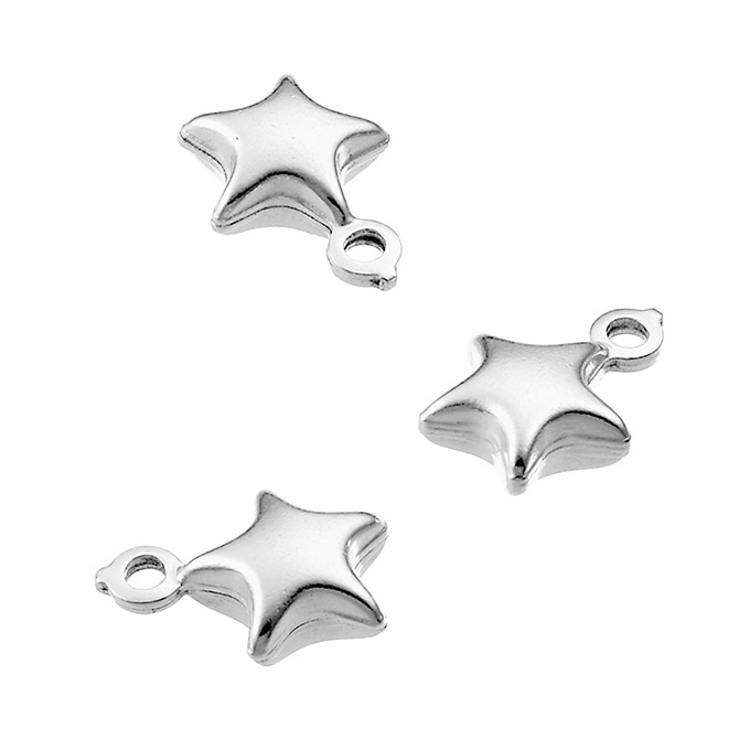 Hollow star pendants 10mm (approx. 20pcs)