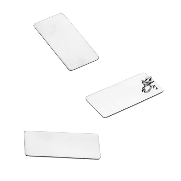 10x20mm Rectangular pendant with ring on the back, hand polished (3pcs)
