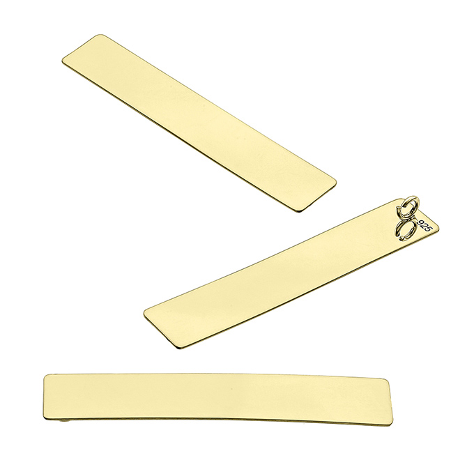 Goldgelb Vergoldet 1µ – Anhänger rechteckig 8x40mm mit Ring hinten, hochglanzpoliert (3Stk)