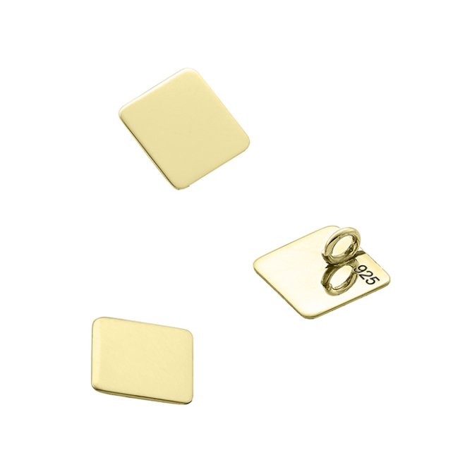 Yellow Gold 3µ – 8x8mm Square pendant with ring on the back, hand polished (3pcs)