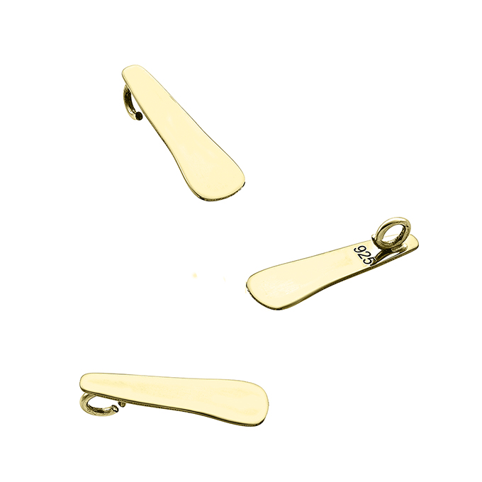 Goldgelb Vergoldet 1µ – Anhänger oval 15mm mit Ring hinten, hochglanzpoliert (3Stk)