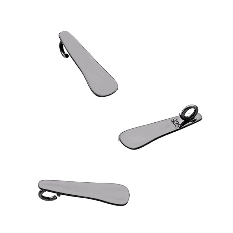 Rodiato Nero – Pendente ovale15mm con annello incorporato nella parte posteriore, lucidato a specchio (3pz)