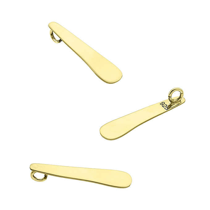 Goldgelb Vergoldet 1µ – Anhänger oval 20mm mit Ring hinten, hochglanzpoliert (3Stk)