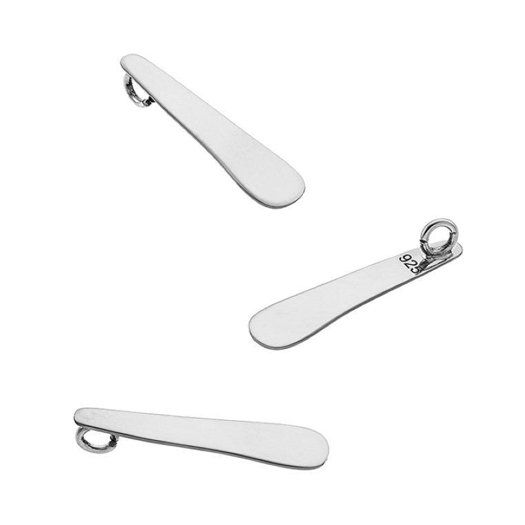 Weiss Rhodiniert – Anhänger oval 20mm mit Ring hinten, hochglanzpoliert (3Stk)