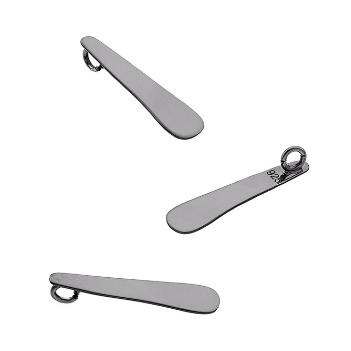 Rodiato Nero – Pendente ovale 20mm con annello incorporato nella parte posteriore, lucidato a specchio (3pz)