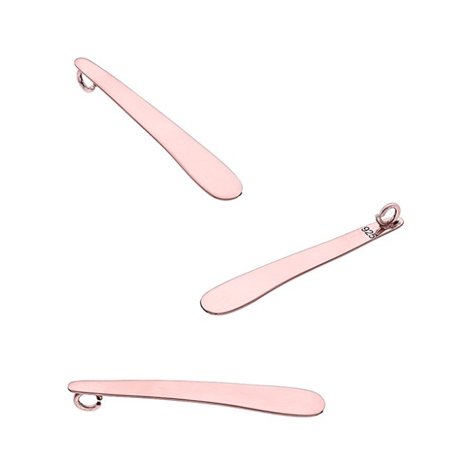 Placcato Rosa 1µ – Pendente ovale 30mm con annello incorporato nella parte posteriore, lucidato a specchio (3pz)
