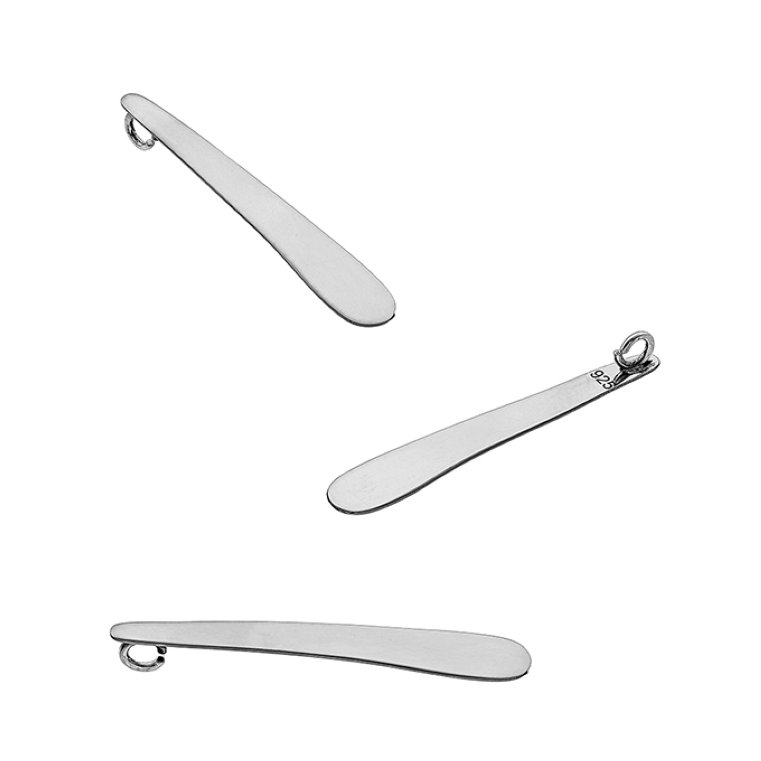 Weiss Rhodiniert – Anhänger oval 30mm mit Ring hinten, hochglanzpoliert (3Stk)