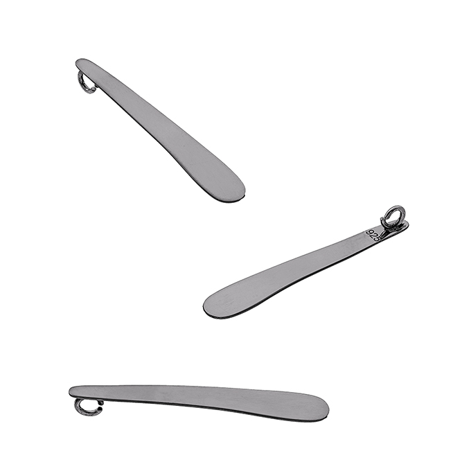 Rodiato Nero – Pendente ovale 30mm con annello incorporato nella parte posteriore, lucidato a specchio (3pz)