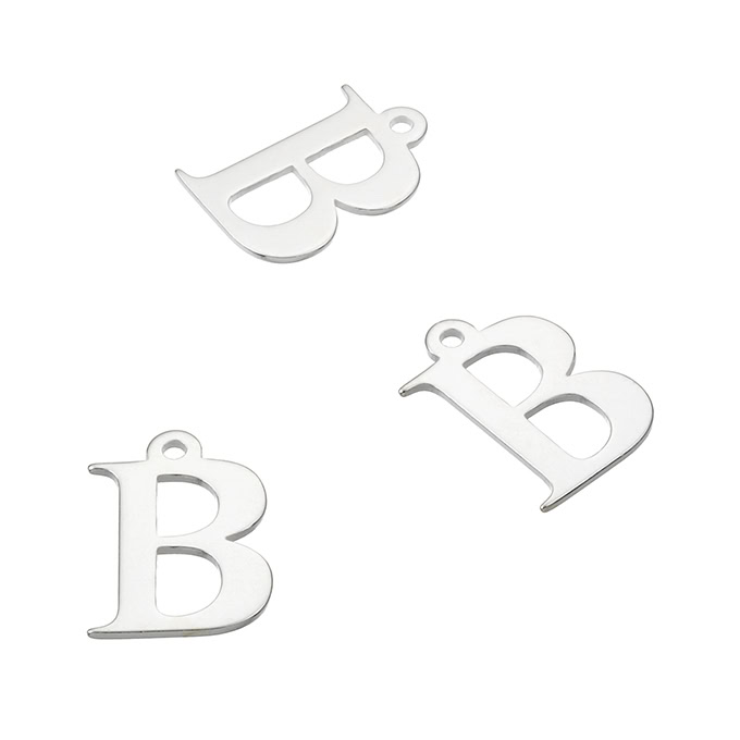 Breloques lettre B, 7mm avec trou (10pcs)