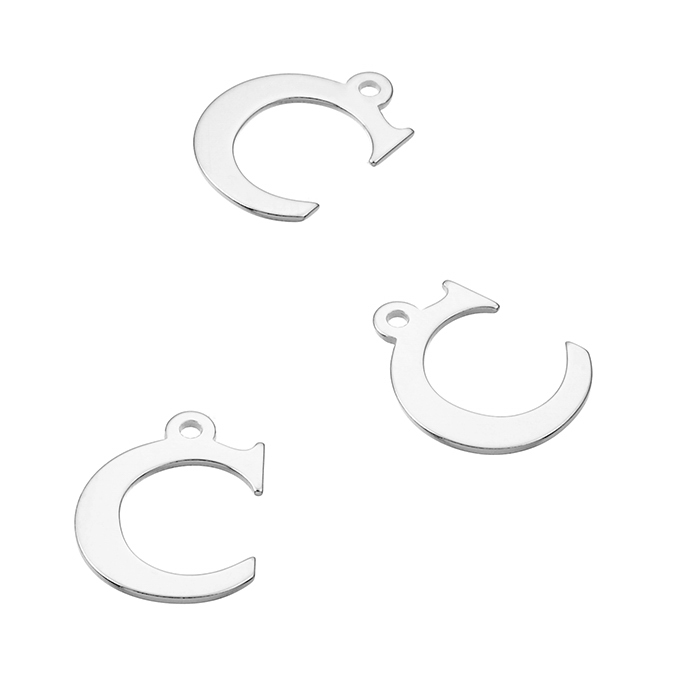 Breloques lettre C, 7mm avec trou (10pcs)