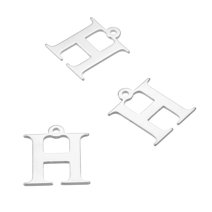 Breloques lettre H, 7mm avec trou (10pcs)