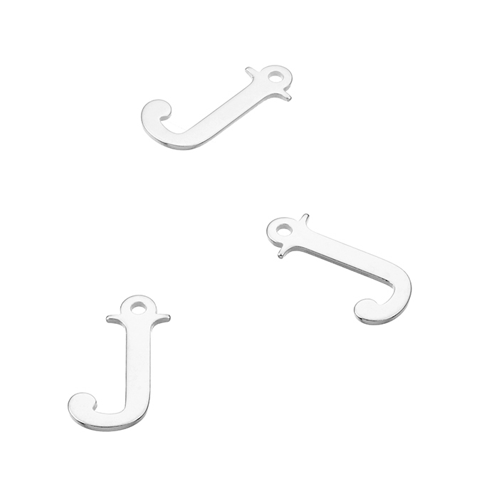 Breloques lettre J, 7mm avec trou (10pcs)