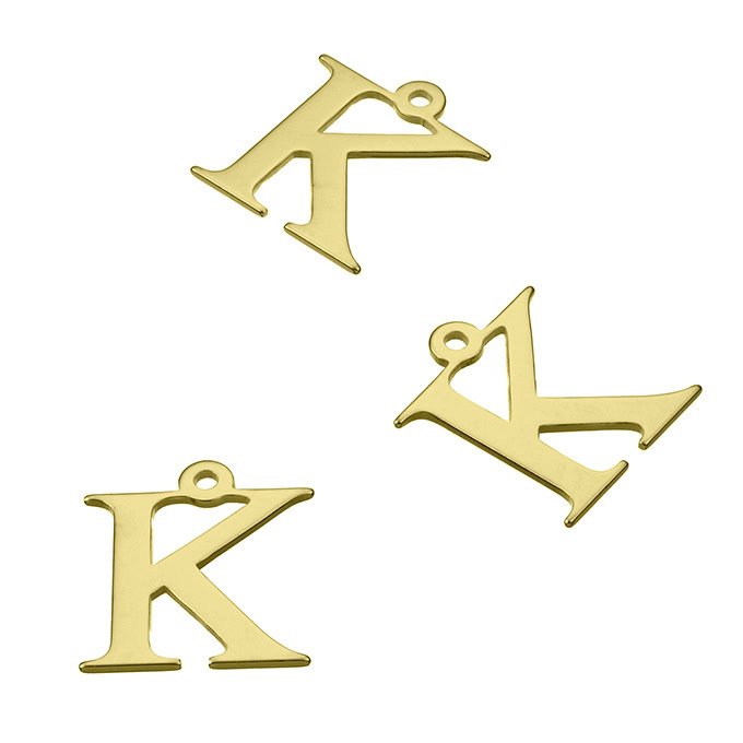 Yellow Gold 3µ – 7mm alphabet charms letter K (10pcs) | G-Silver