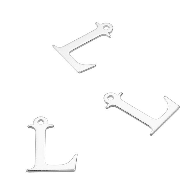 Breloques lettre L, 7mm avec trou (10pcs)