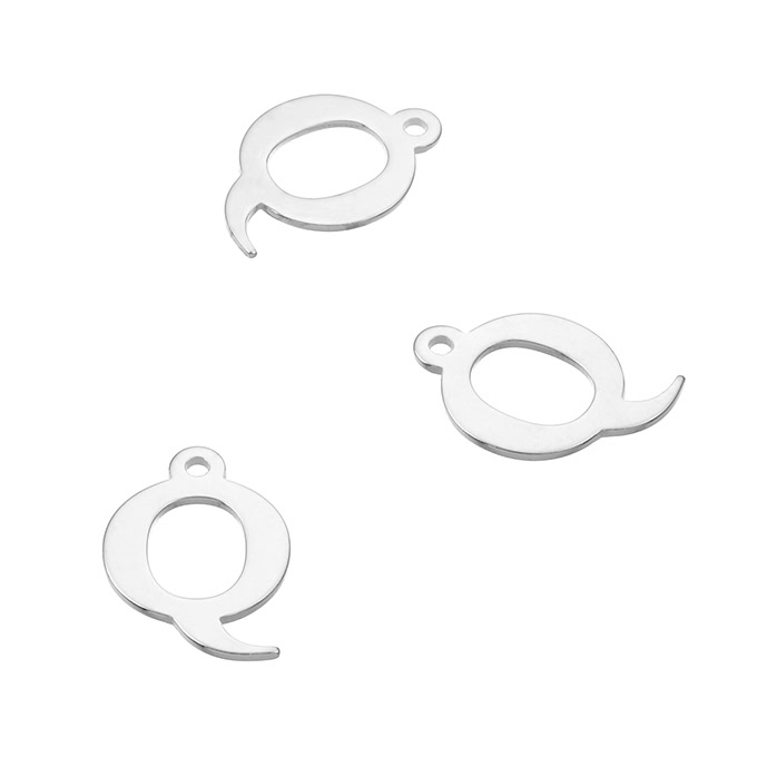 Breloques lettre Q, 7mm avec trou (10pcs)