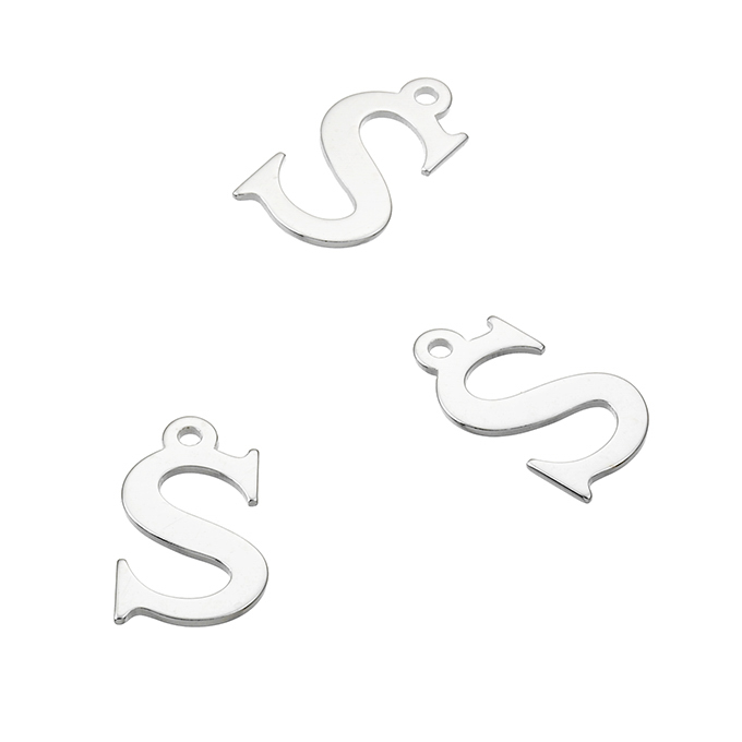 Breloques lettre S, 7mm avec trou (10pcs)