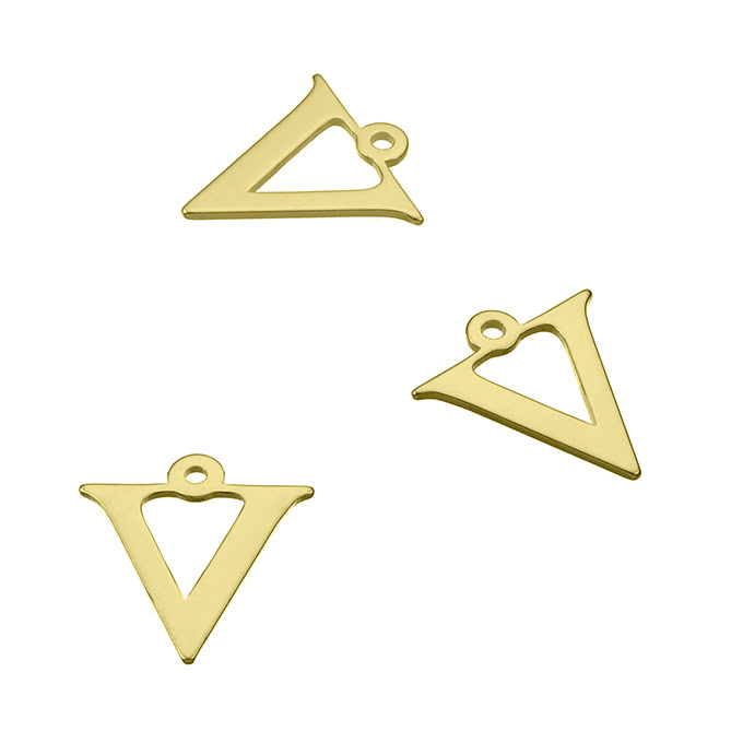 Yellow Gold 3µ – 7mm alphabet charms letter V (10pcs)