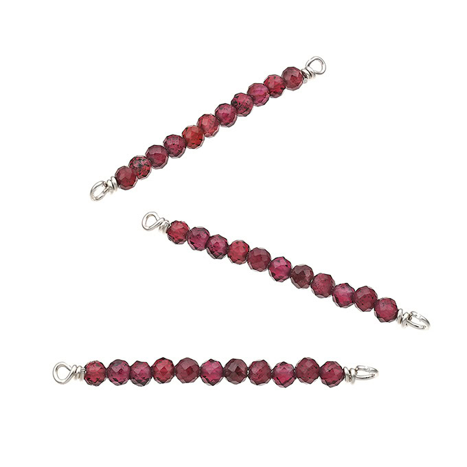 40mm wired string of garnet fine stones with 2 rings (3pcs)