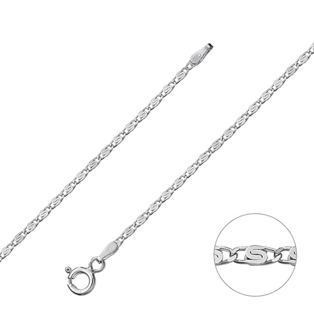 Weiss Rhodiniert – Fantasie Kettenglieder schneckenkette 1,65mm (1m)