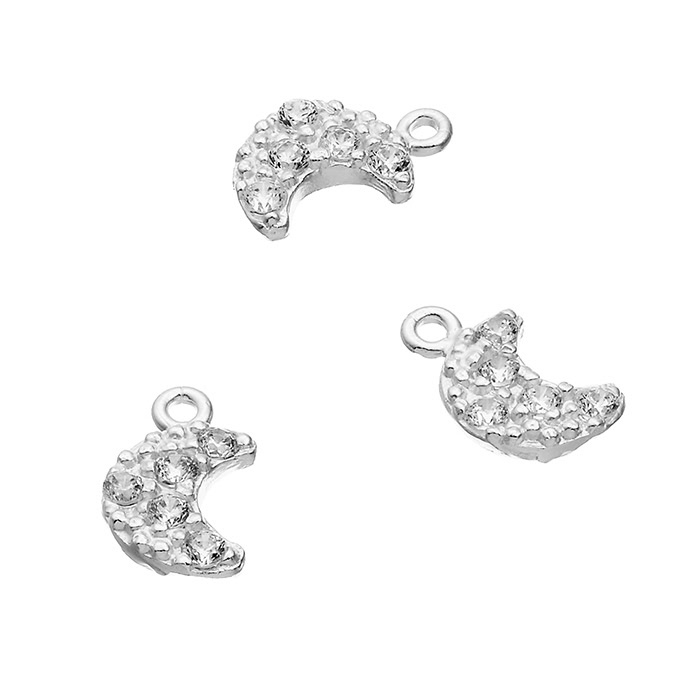 7,5mm crescent moon charms with zirconium 1 ring (5pcs)