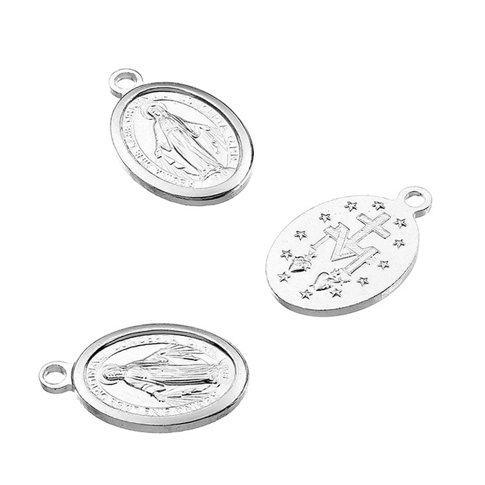 Oval Virgin Mary medals 10x8mm 1 ring (10pcs)