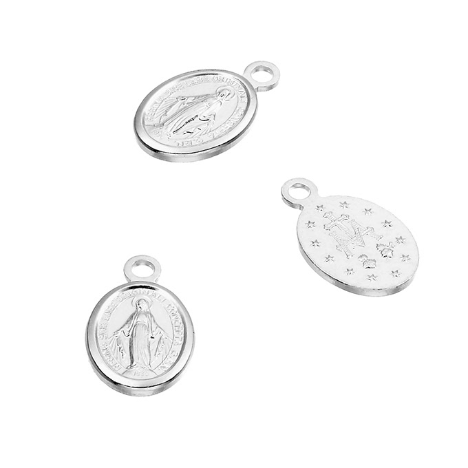 Oval Virgin Mary medals 8x6mm 1 ring (10pcs)