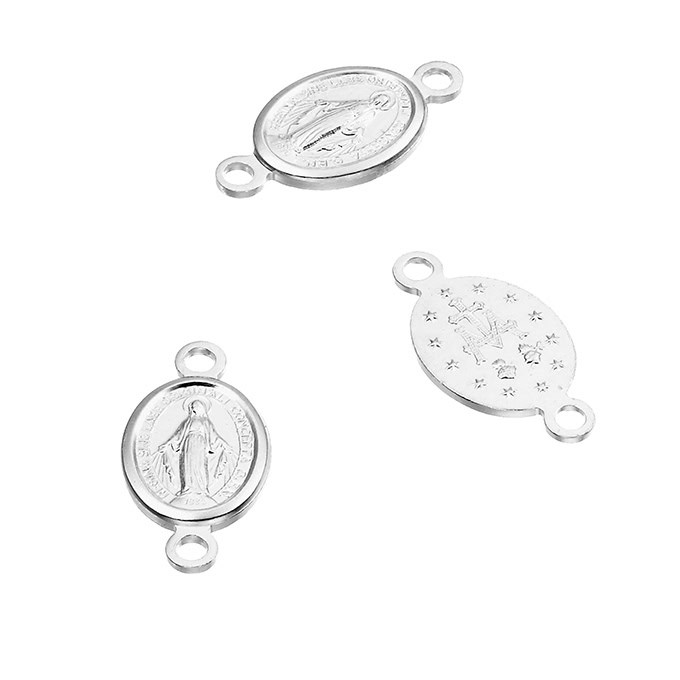 Oval Virgin Mary medals 8x6mm 2 rings (10pcs)