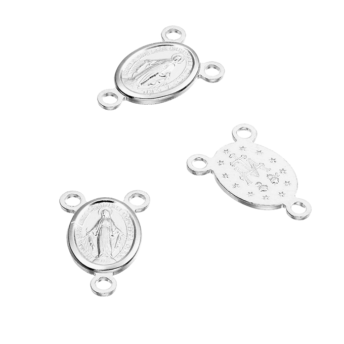 Oval Virgin Mary medals 8x6mm 3 rings (10pcs)