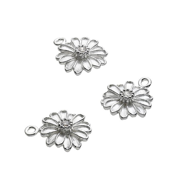 Pendentifs marguerite 10mm avec zirconium blanc 1 anneau (2pcs)