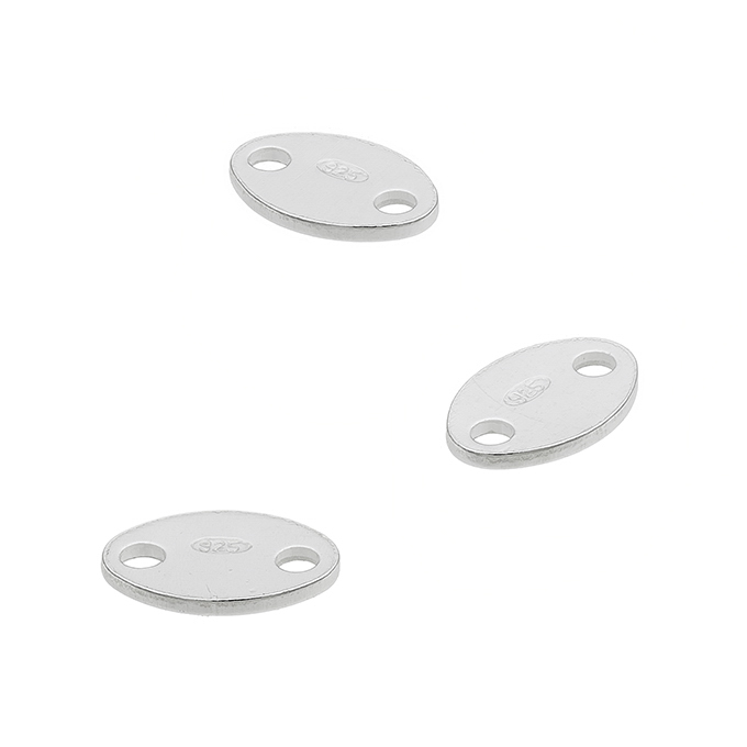 Rhodié Blanc – Médailles poinçon 925 ovales 6x4mm 2 trous (env.100pcs ...