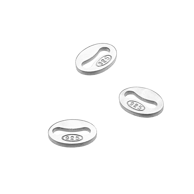 5,5x4mm oval medals with hole 4,2×1,1 hallmark 925 (approx. 100pcs)