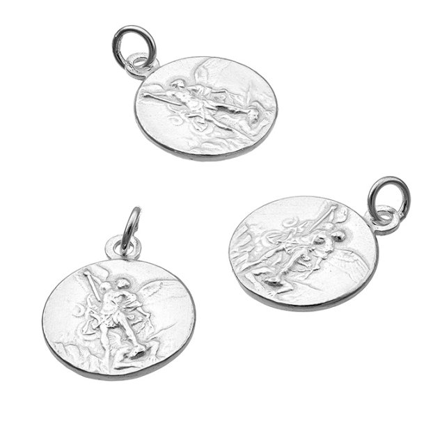 Embossed Saint Micheal medal with ring (1pc)