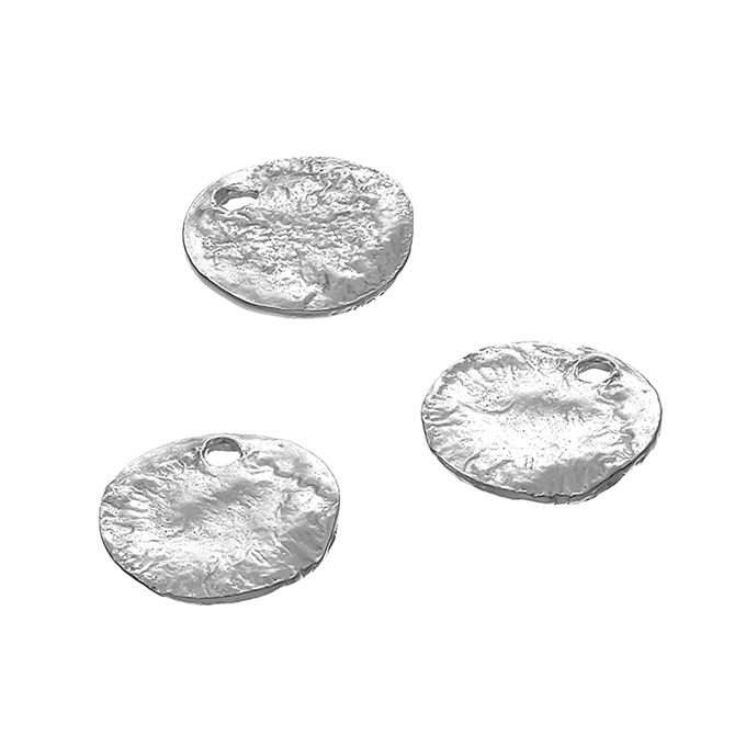 16mm irregular round medals with hole (3pcs)