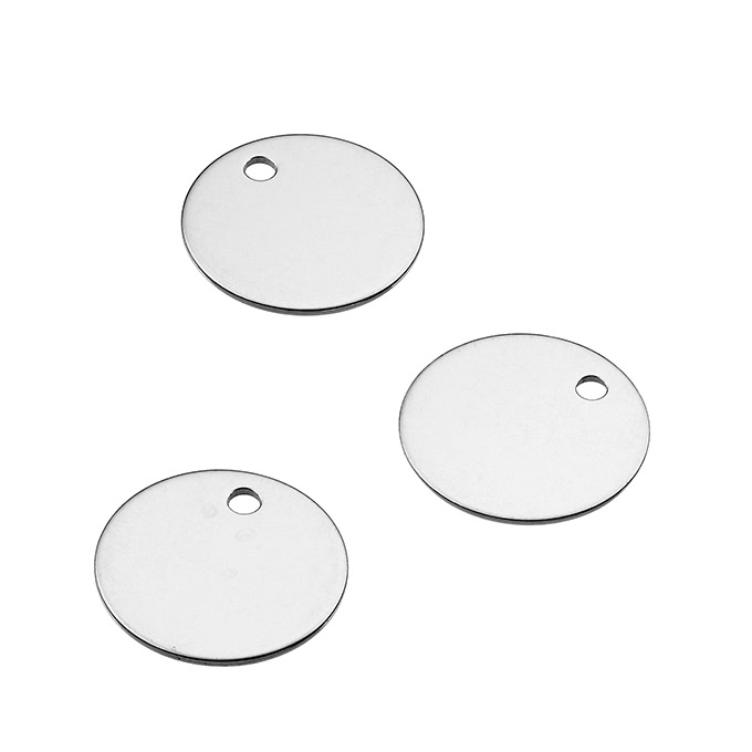 Médailles rondes 10mm 1 trou à graver polies miroir (env. 20pcs)