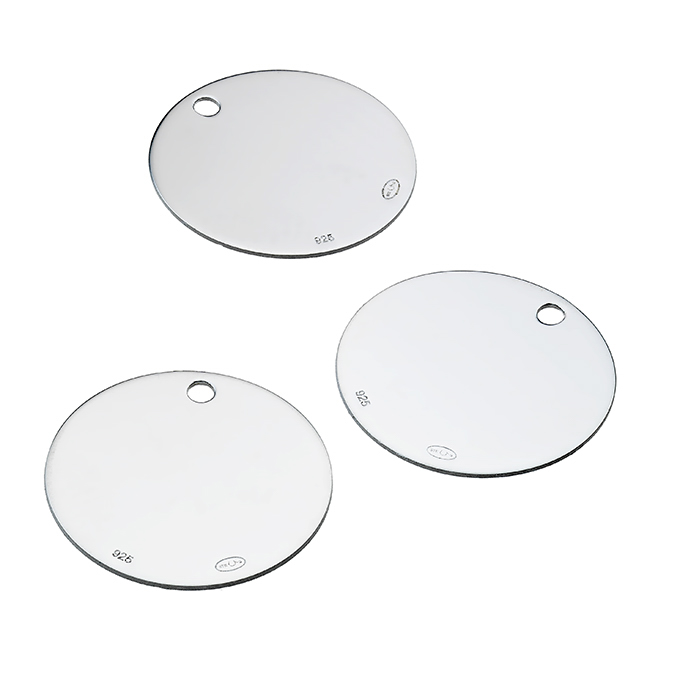 Médailles rondes 20mm à graver 1 trou polis miroir (5pcs)