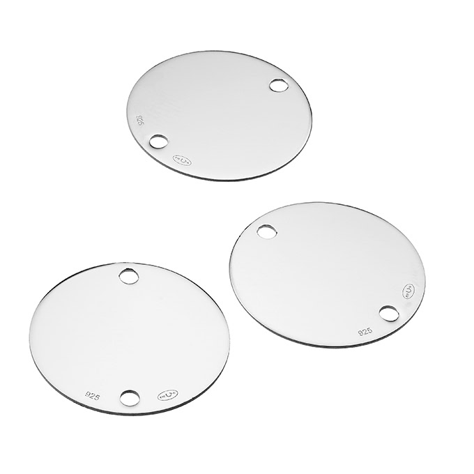 Médailles rondes 20mm à graver 2 trous polis miroir (5pcs)