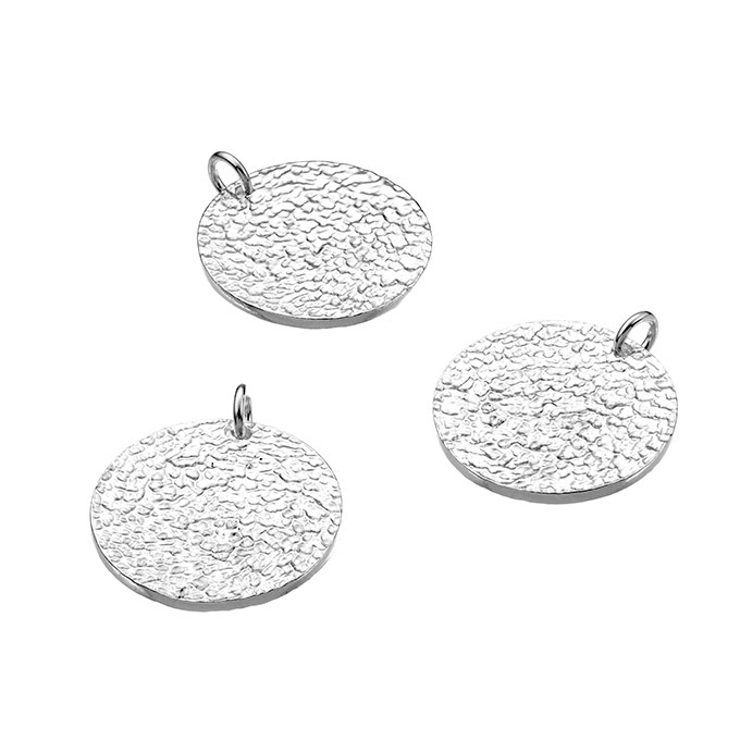 20mm round hammered medals with ring (3pcs)