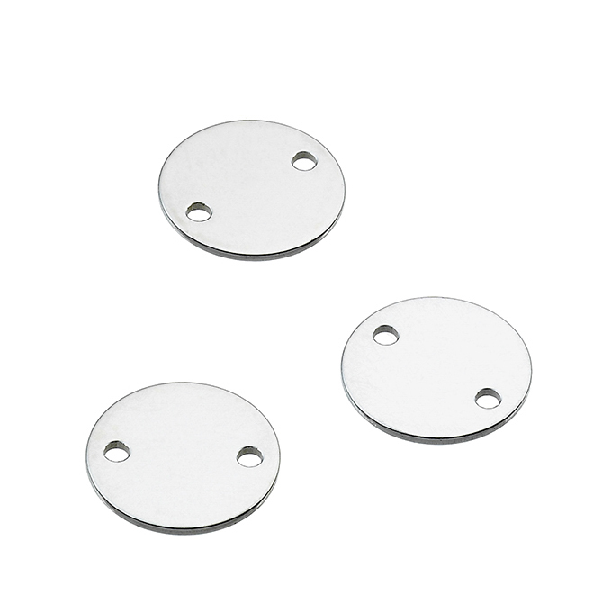 8mm medals 2 holes engraveable (approx. 45pcs) | G-Silver