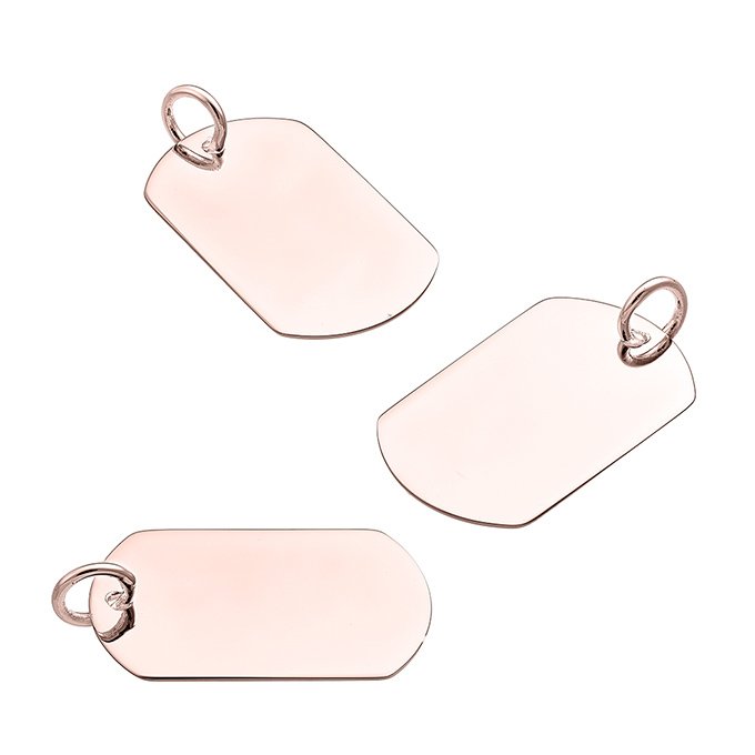 Pink Gold 1µ – 13x21mm engravable military style medal, with hand polished ring, thickness 0,5mm (1pc)