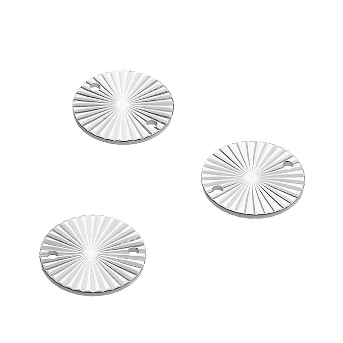 Plättchen Sonnenstrahl Relief beidseitig 10mm 2 Löcher (3Stk)