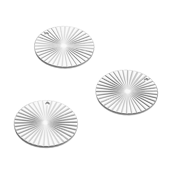 Médailles rayons en relief recto verso 15mm 1 trou (5pcs)