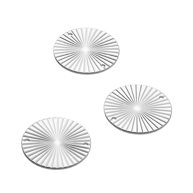 15mm embossed sun ray medals recto verso 2 holes (5pcs)