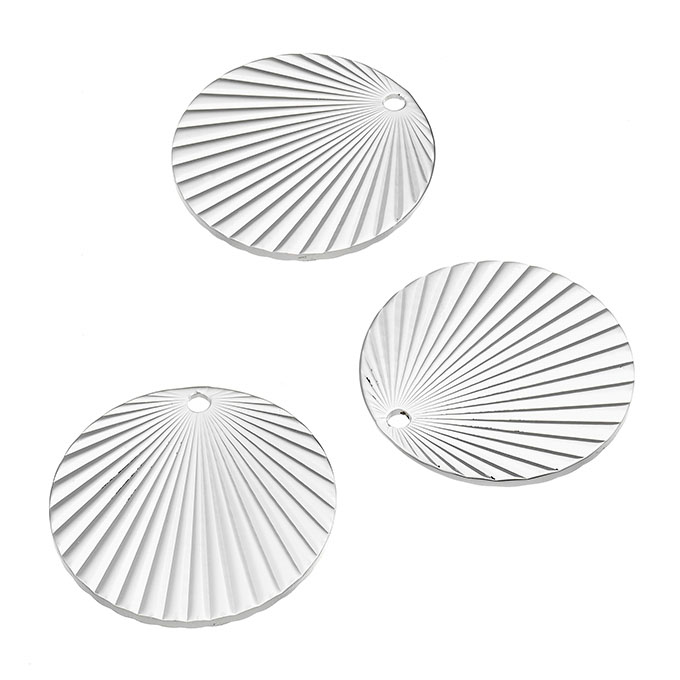 Médailles rayons décentrés en relief recto verso 15mm 1 trou (5pcs)