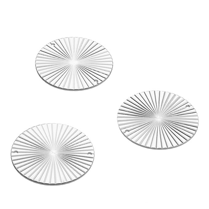 20mm embossed sun ray medals recto verso 2 holes (3pcs)