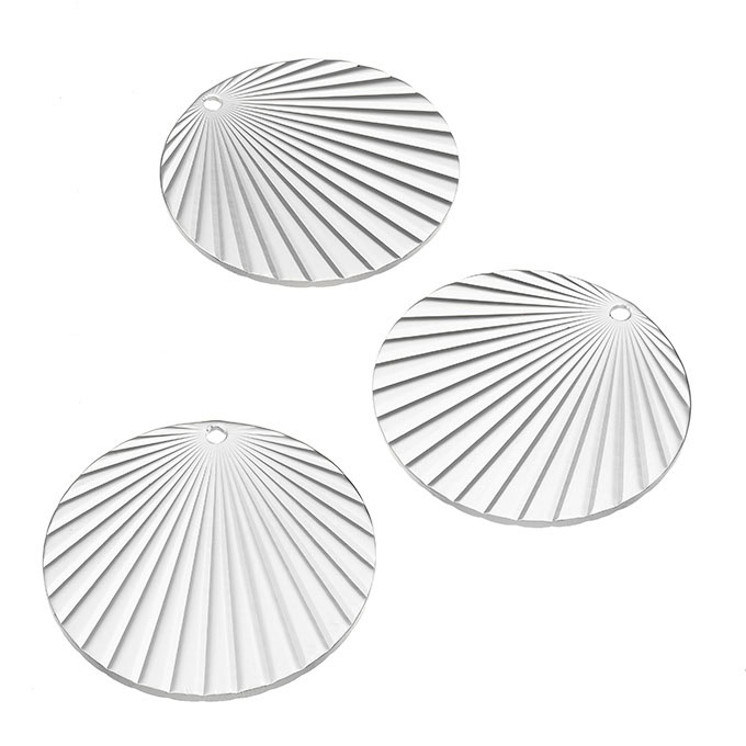 Médailles rayons décentrés en relief recto verso 20mm 1 trou (3pcs)