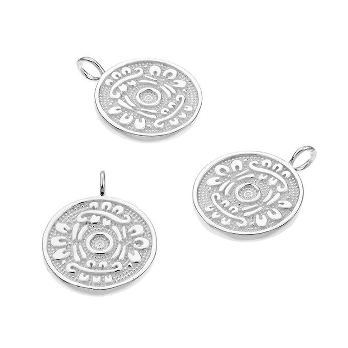 15mm embossed double sided nature symbol medals with ring (2pcs)