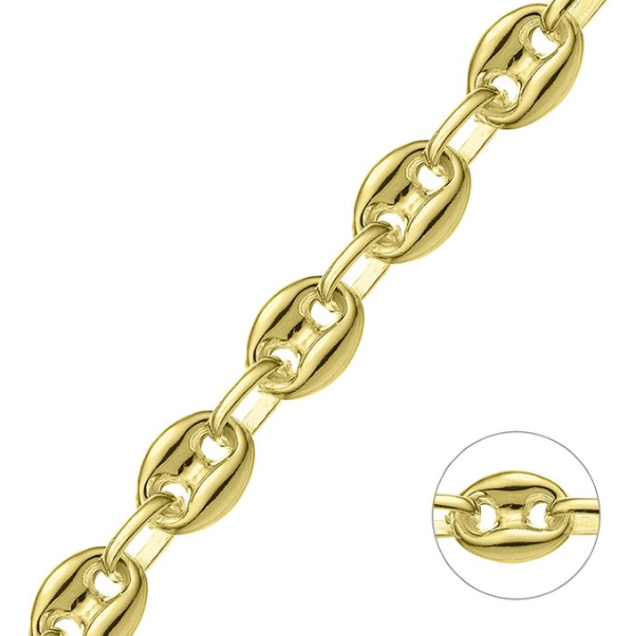 Goldgelb Vergoldet 1µ – Maschenkette leer 8,95mm (1m)