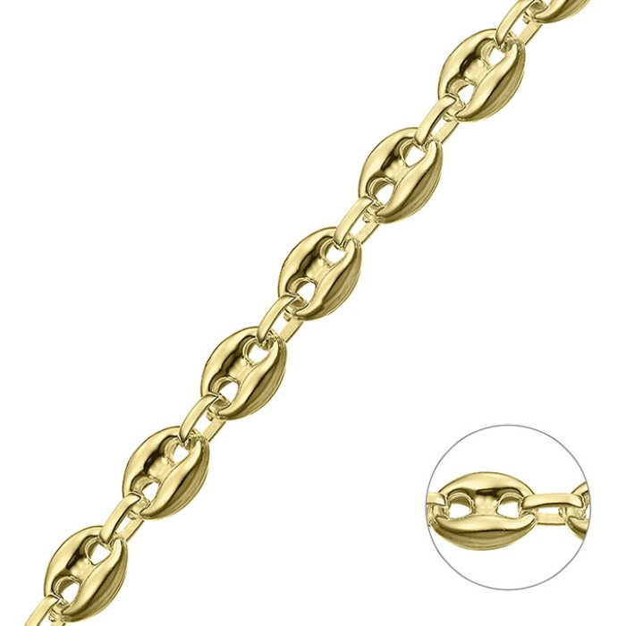 Goldgelb Vergoldet 1µ – Maschenkette leer 8,1mm (1m)