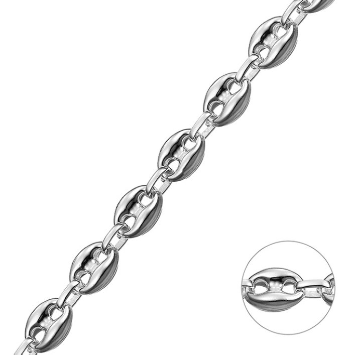 Weiss Rhodiniert – Maschenkette leer 8,1mm (1m)