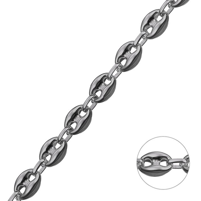 Rodiato Nero – Catena marina vuota 8,1mm (1m)